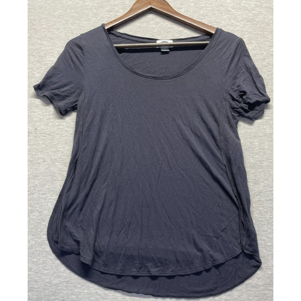 Old Navy Relaxed Fit Tulip High Low Hem Blouse Top Women M Navy Blue Scoop Neck
